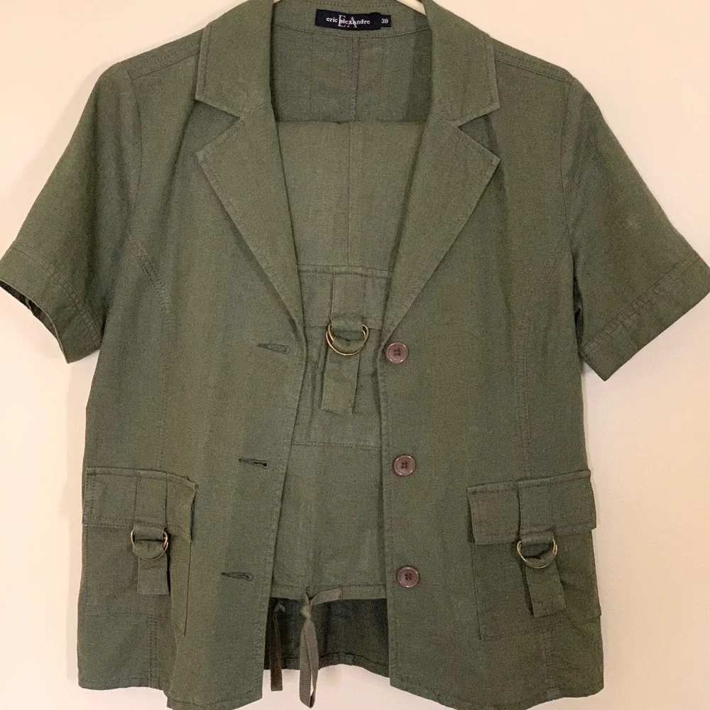 Vintage 2-piece green utility/safari-style pant set by Eric Alexandre  38/M