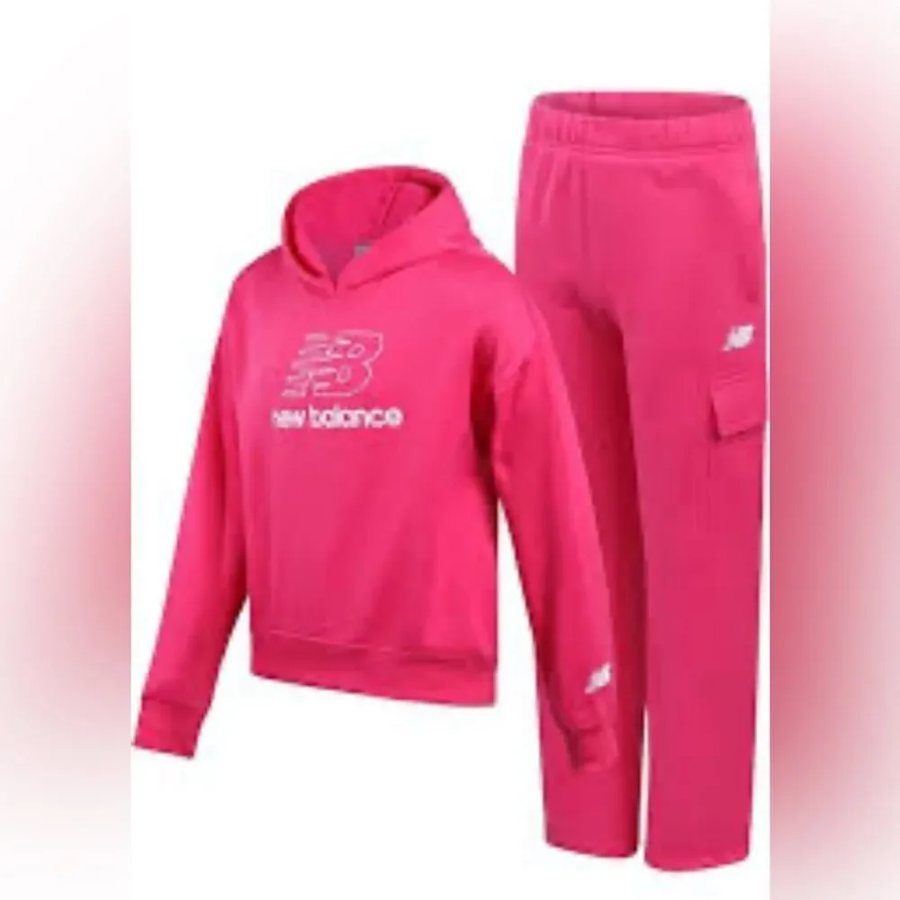 New Balance Baby Girl Vibrant Pink Hoodie & Sweatpants Set, 24M, NWT