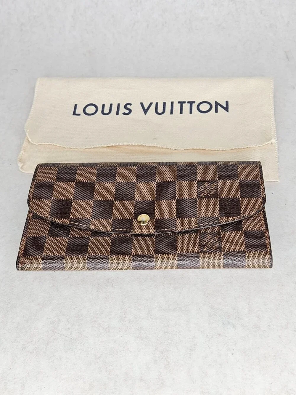 Louis Vuitton Damier Ebene Emilie Long Wallet Brown Interior
