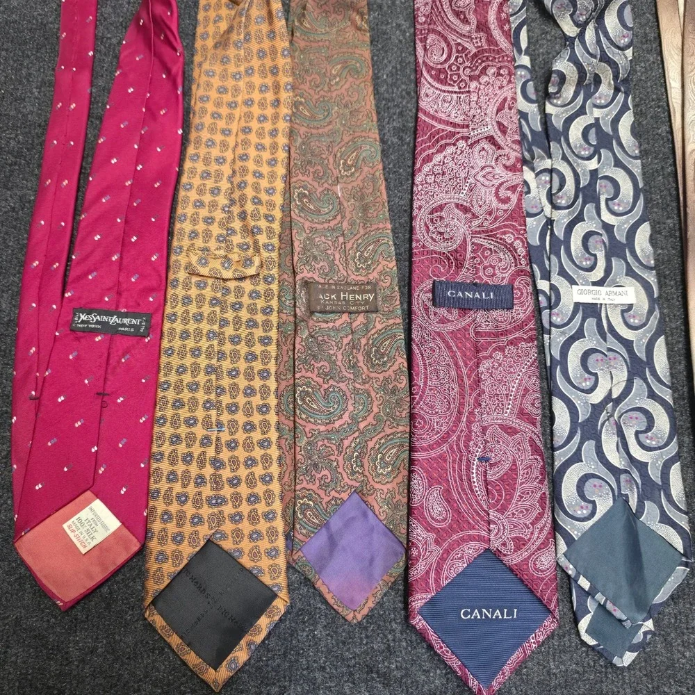 Vintage Designer Silk Tie Lot Yves Saint Laurent Armani Canali Balmain 9pc