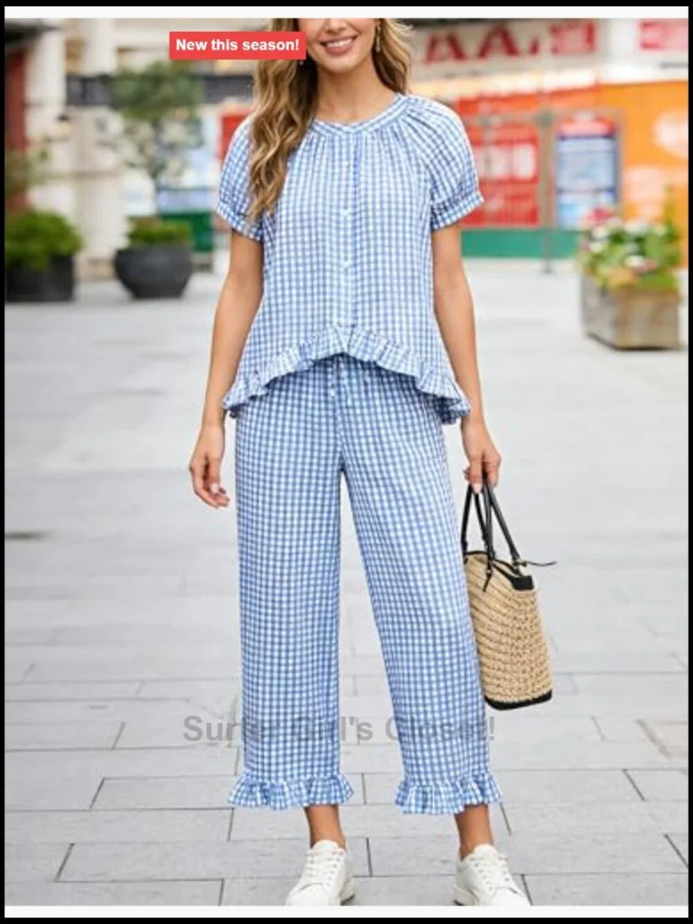 N/A gingham button