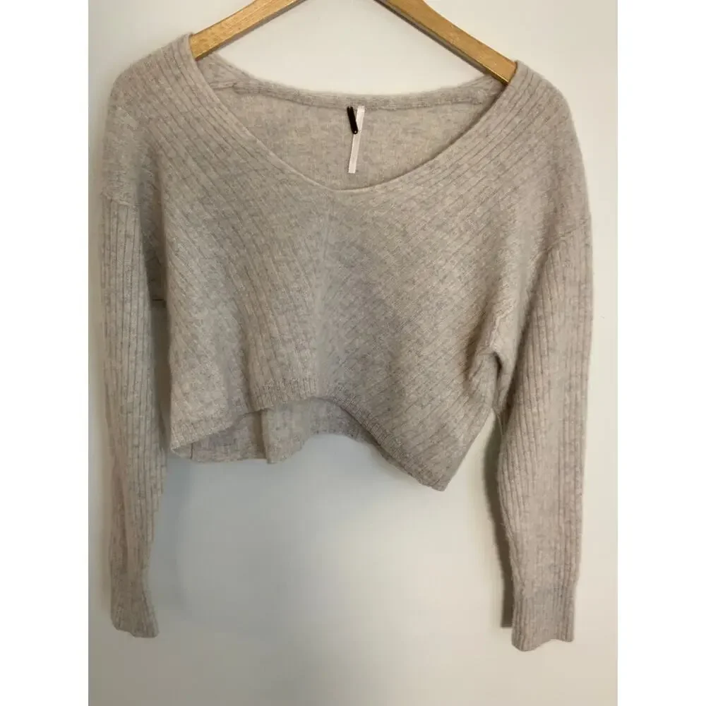 Free People Cashmere Elias Cropped Ribbed sweater‎ size small