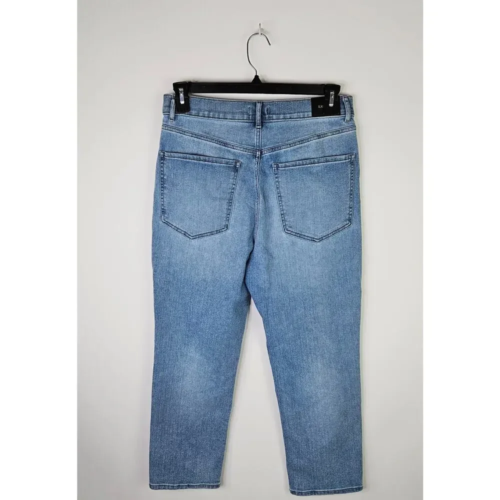 Express Women’s Slim Super High Rise Crop Jeans Size 10S Button Fly Medium Wash