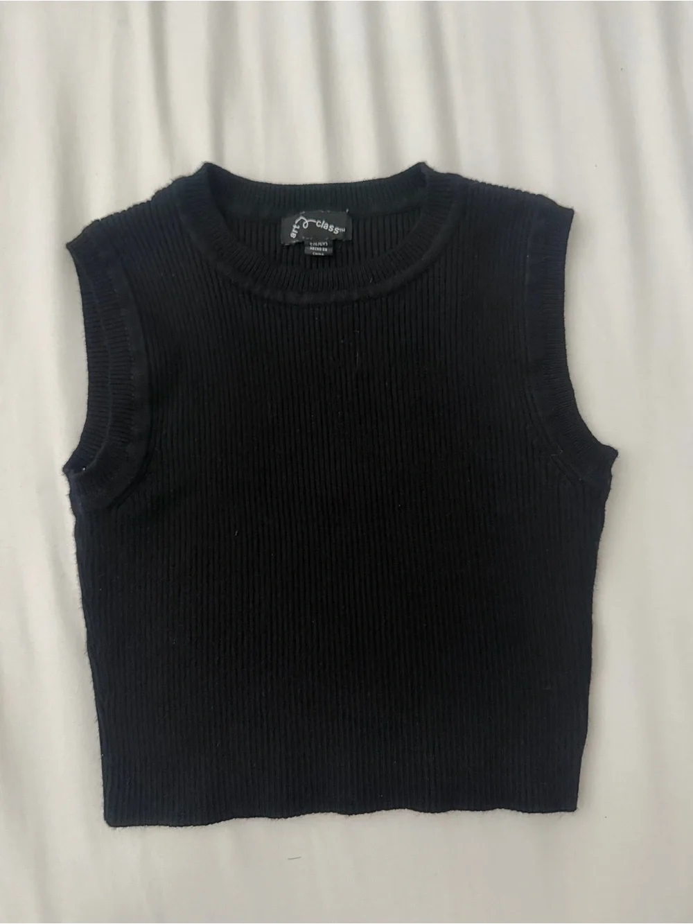 art class Black Ribbed Crewneck Tank Top