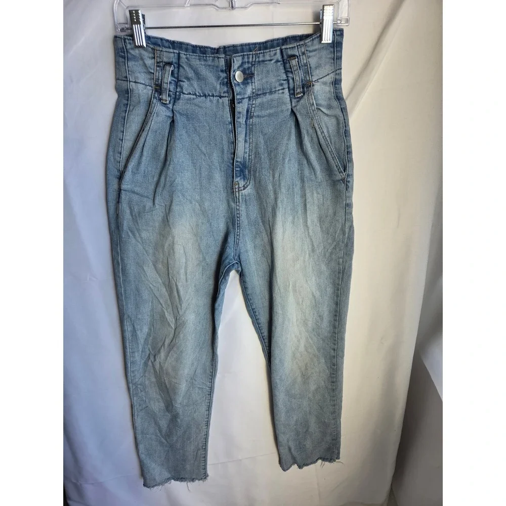 Aaron & Amber Jeans Womens  Blue Light Wash Relaxed High Rise Tapered