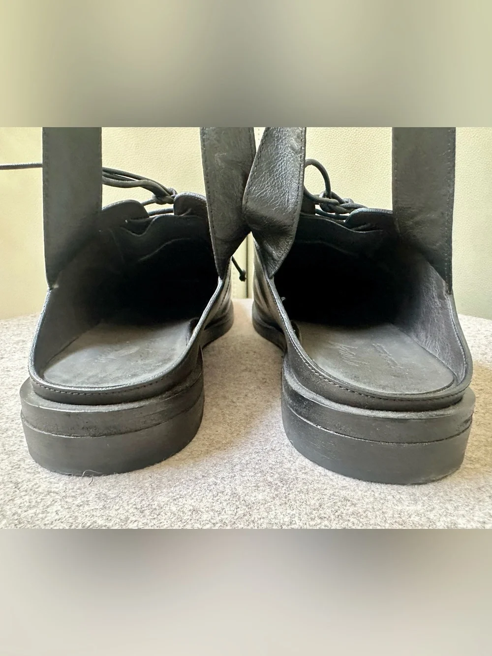 MARSELL rare limited edition black leather oxford/derby mules with ankle ties