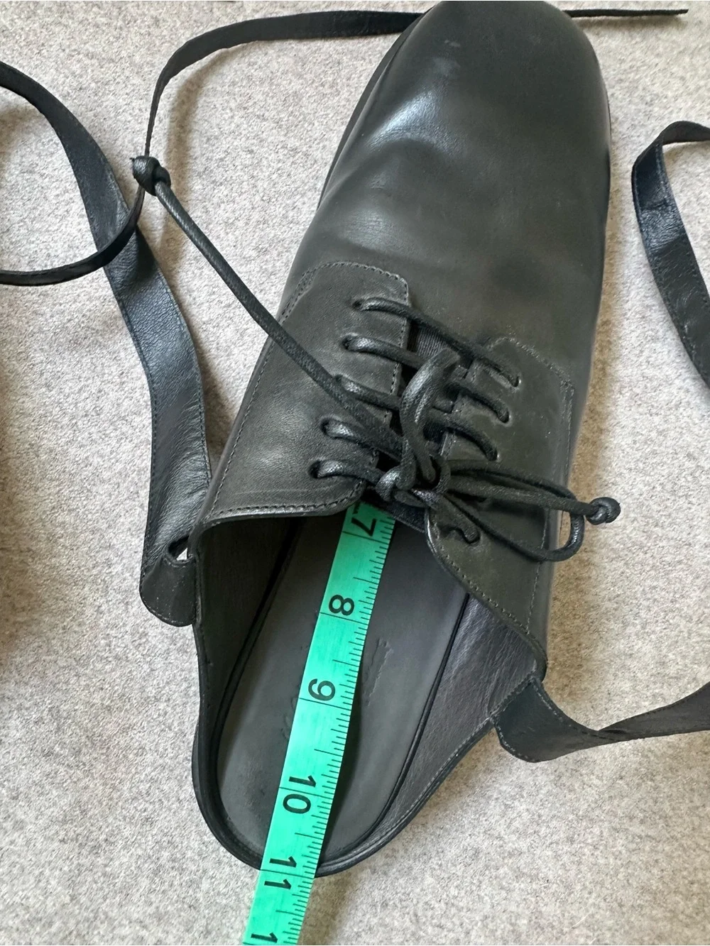 MARSELL rare limited edition black leather oxford/derby mules with ankle ties