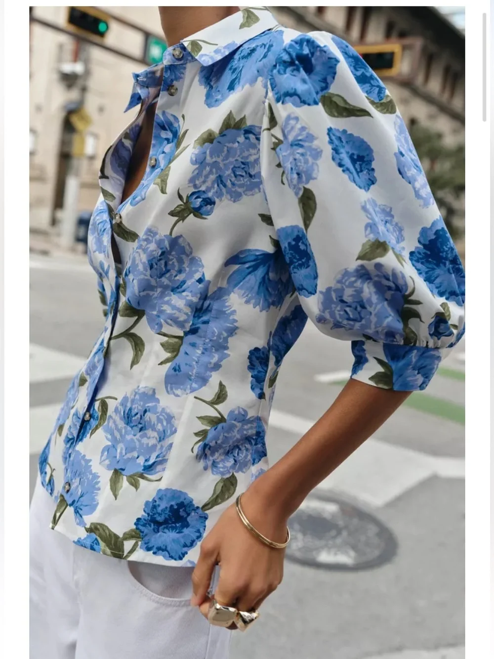 Zara Floral Poplin Top