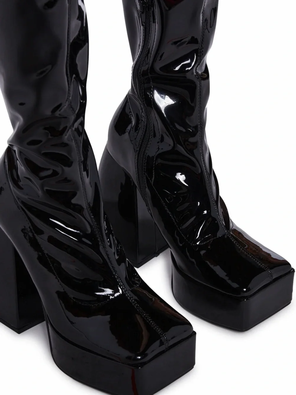 Black Platform Knee High Boots Wide Fit