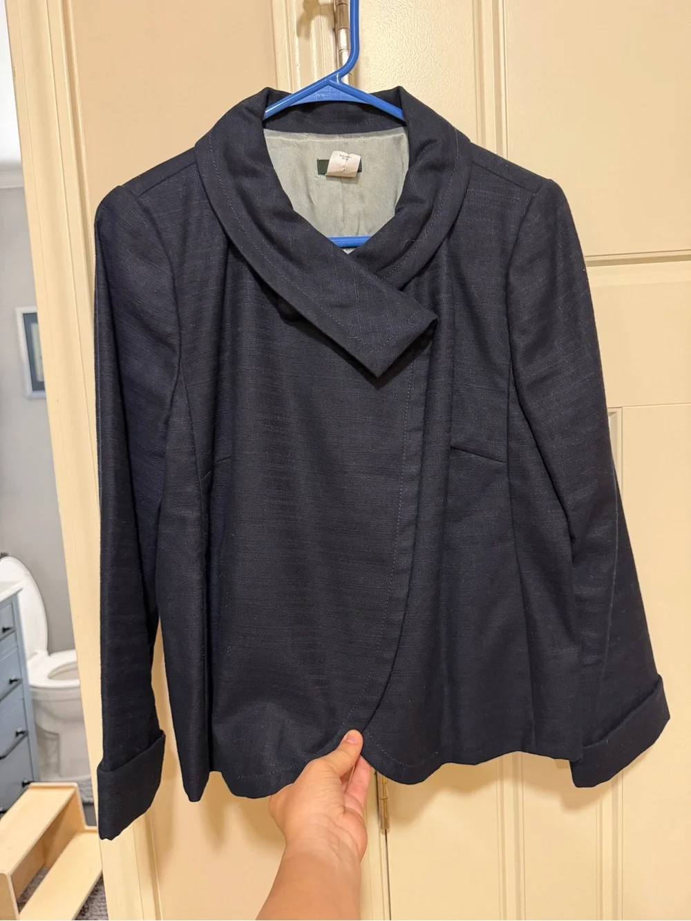 J. Crew Navy Asymmetrical Collar Blazer