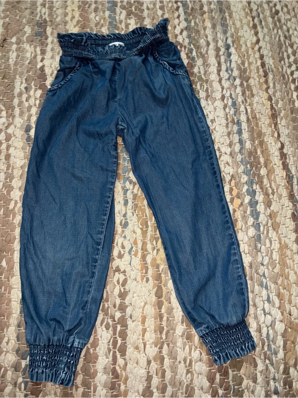 Janie and Jack Indigo Smocked-Waist Jogger Jeans