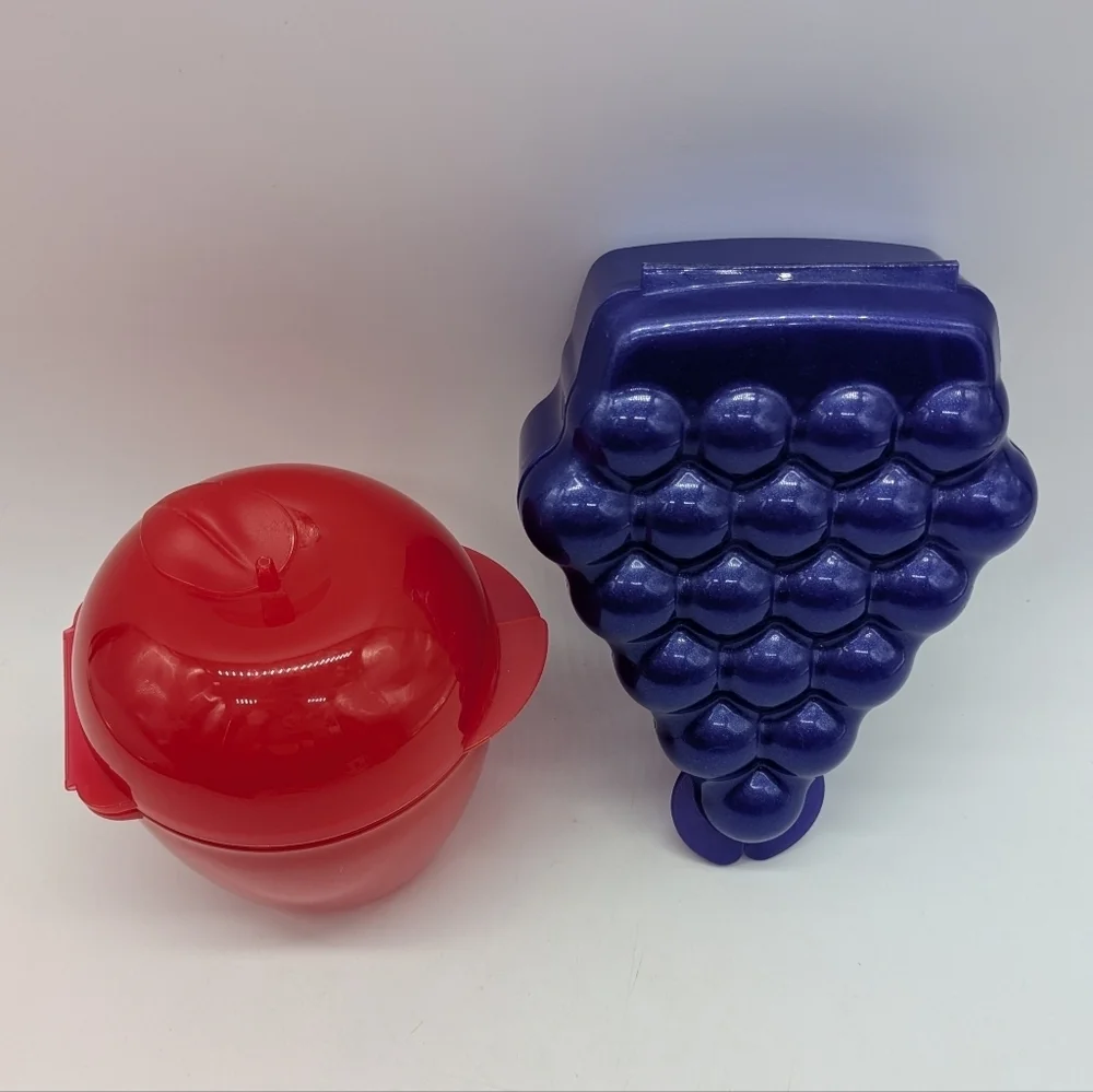Vintage Tupperware Purple Grape Red Apple Fruit Keepers Containers