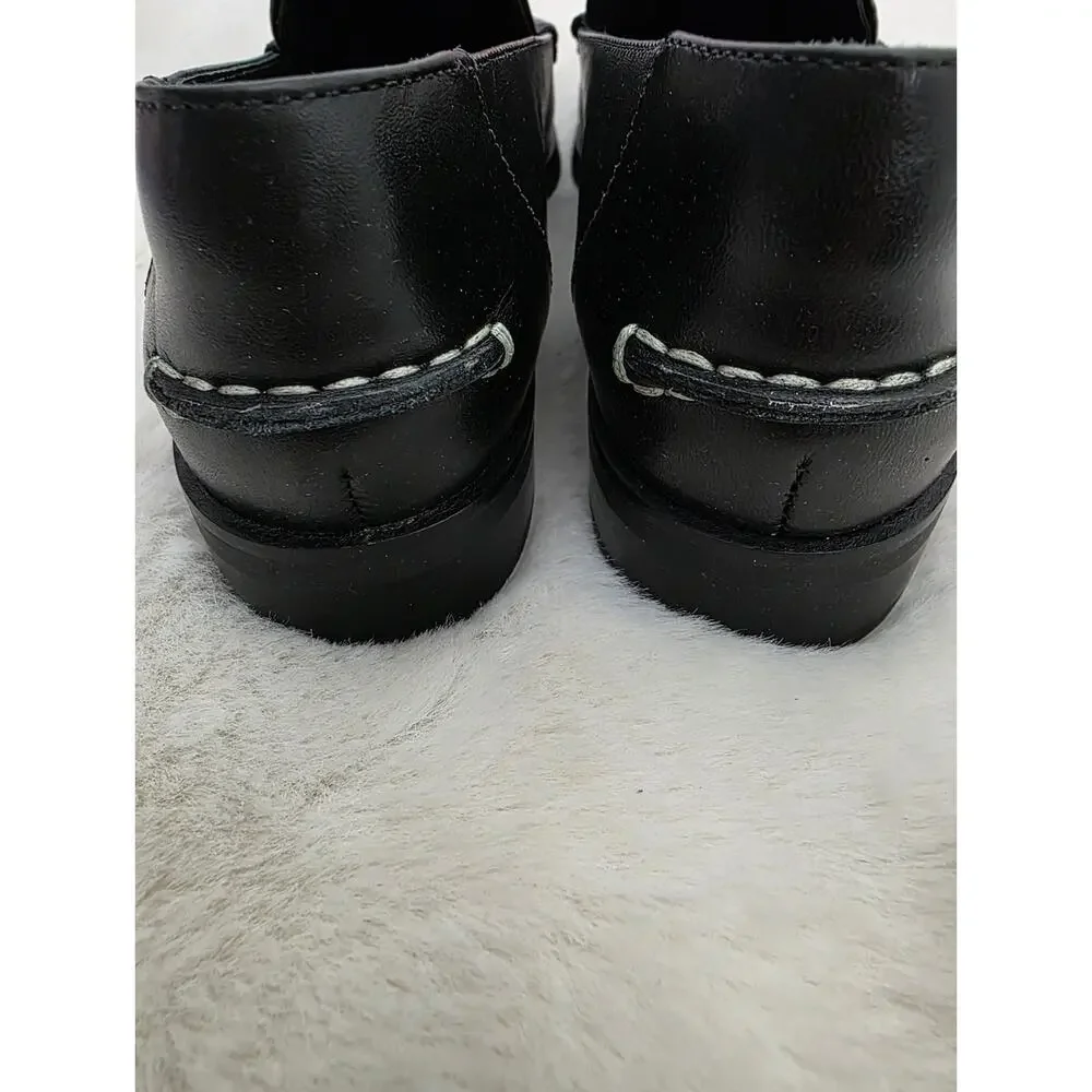Everlane The Modern Classic Black Leather Slip On Loafers Stacked Heel Size 7.5