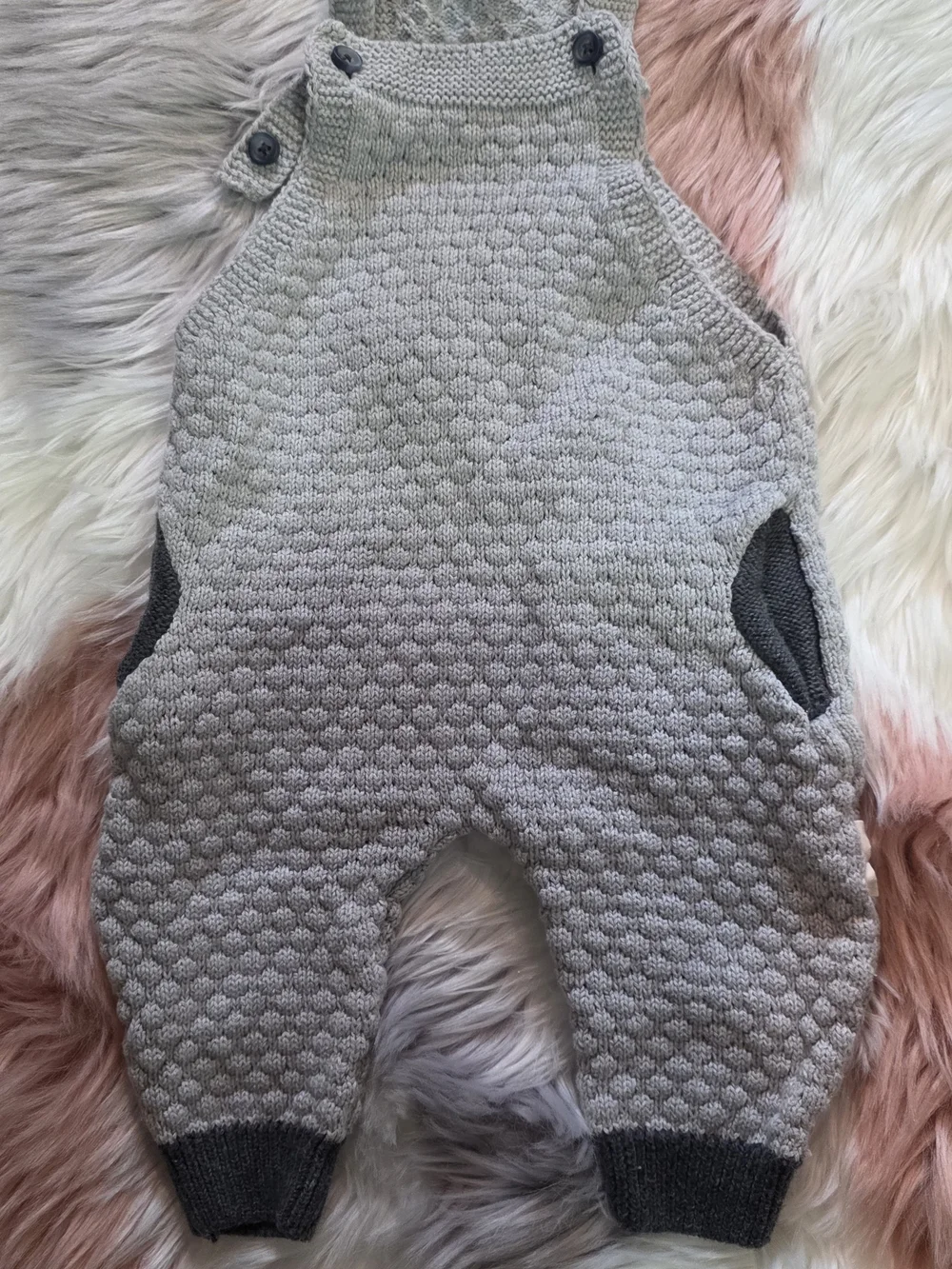 Textured Knit Baby One-Piece Romper in Light Gray