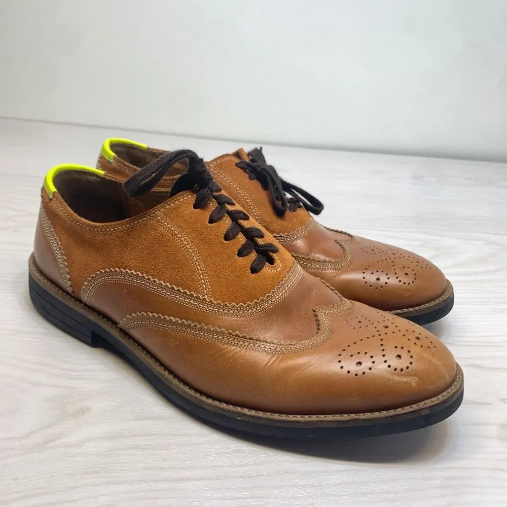 Paul Smith Shoes Mens Size 43 Brown Leather Brogue‎ Wingtip Oxford Made Italy