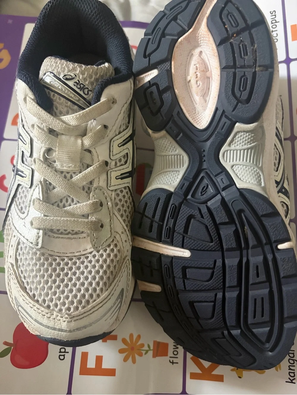 Asics Kids Sneakers in Navy and White with Gray Insole