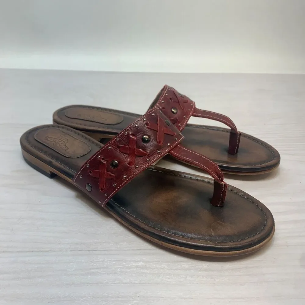 Factory Freebird Leather Sandals SHAY Red Womens Size‎ 12 Rare NEW With Box