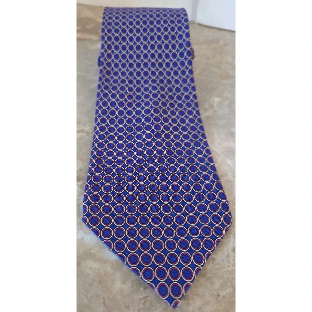 Lauren Ralph Lauren Mens 100% Silk Tie Hand Finished Purple Geographic Print USA