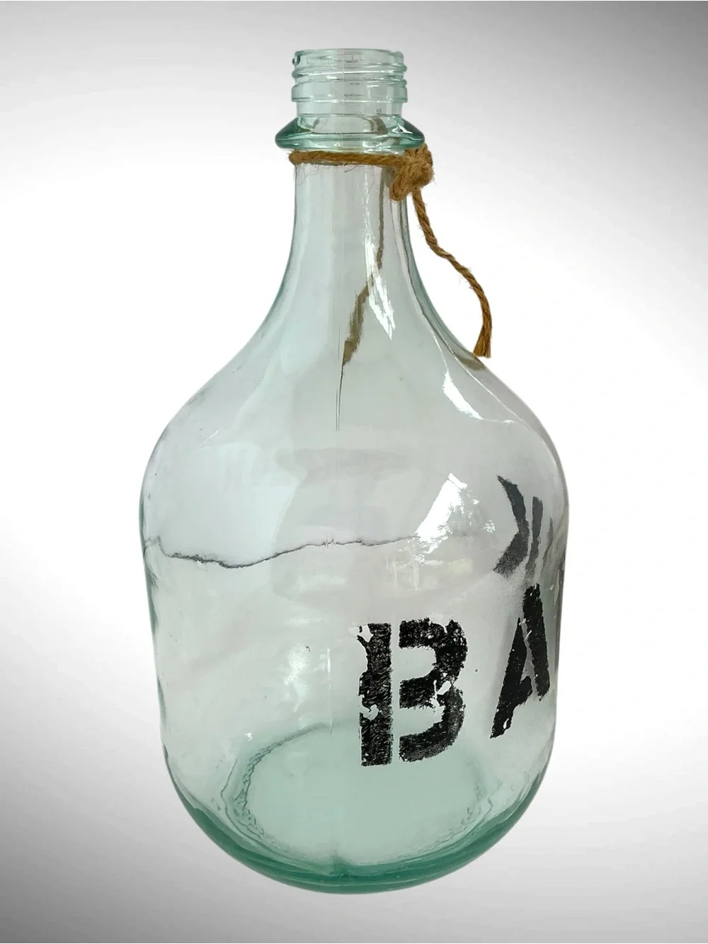 Vintage Glass Bank Jug Bottle Green Tint Primitive Coin Bank