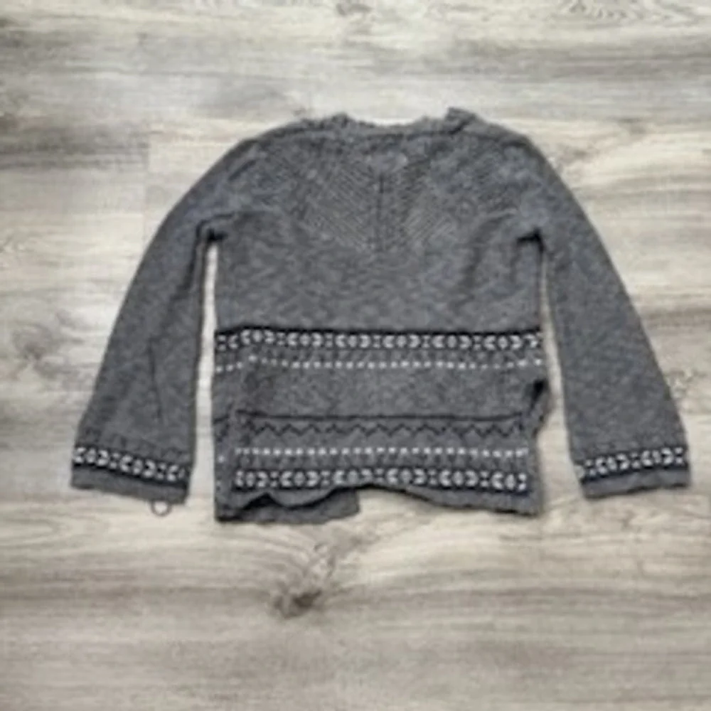 Justice Girls Gray Knit Cardigan Sweater Fair Isle Pockets‎ Size 6