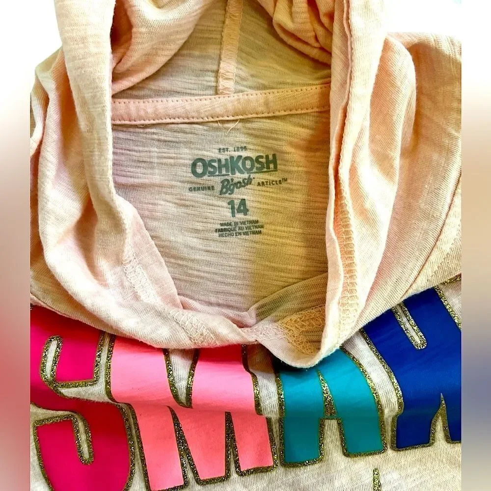 🌴 OshKosh Smart and Strong Hooded Tee Size 14