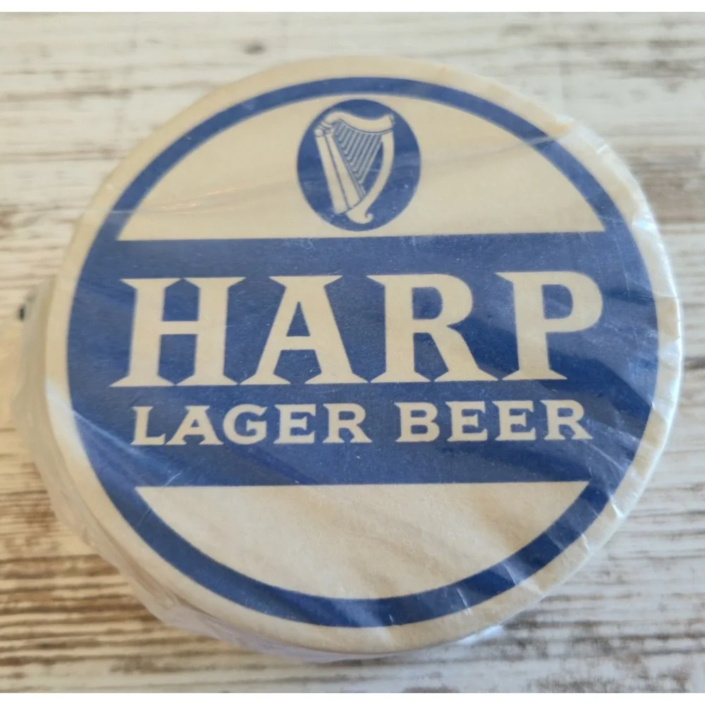 Lot of 50 Vintage Harp Lager Beer Cardboard Coasters NOS Sealed Irish Breweriana