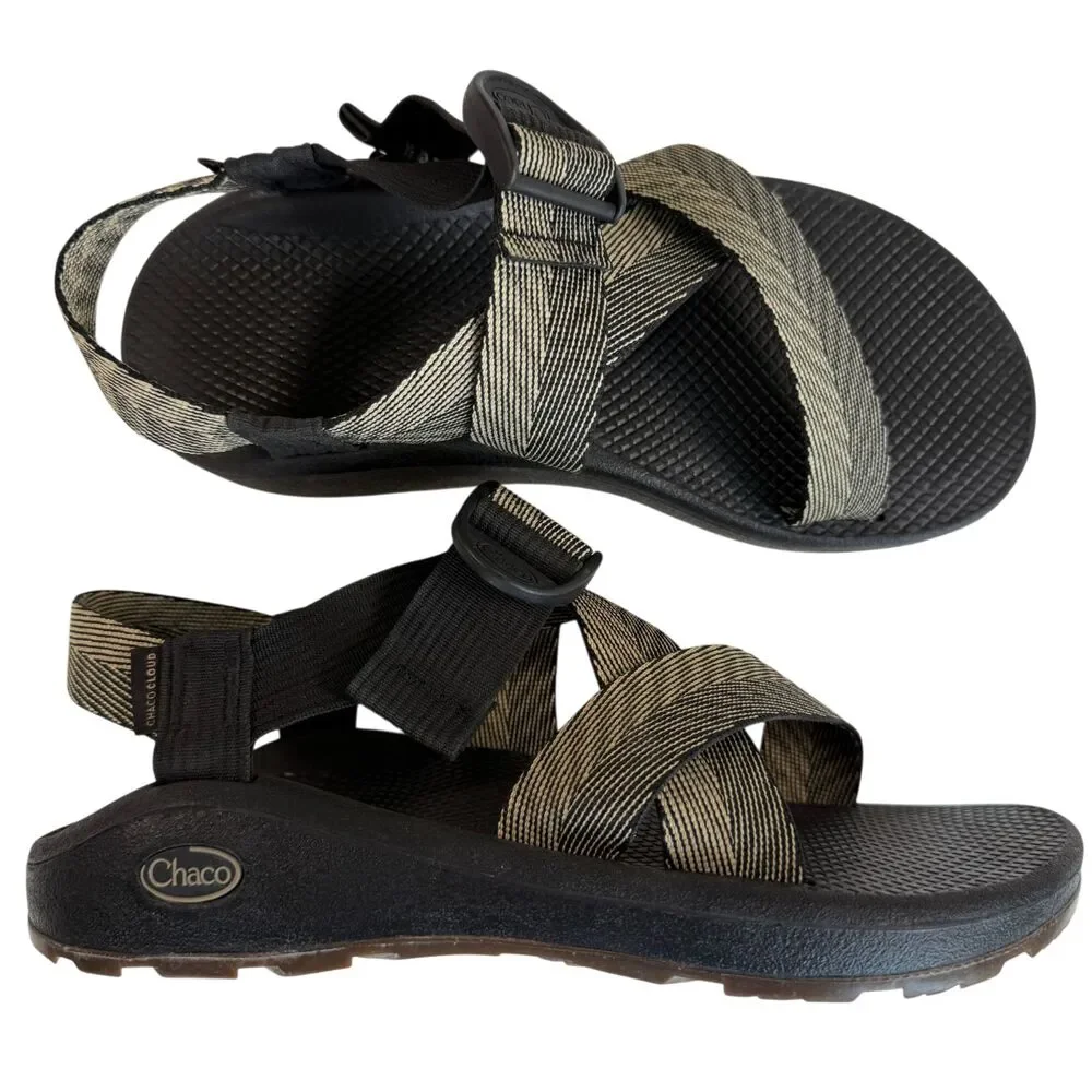 Chaco Mega Z/Cloud Men's Sport Hiking Sandals Odds Wide Black Tan Size 10