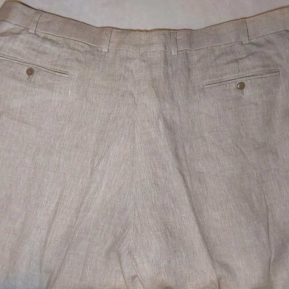 Joseph Abboud Men's 45 x 30 100% Linen Straight‎ Leg Beige Tan Dress Pants
