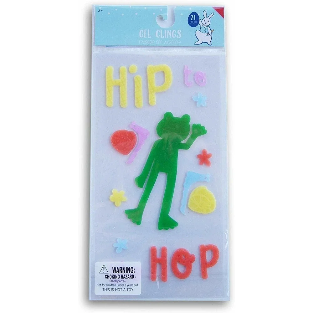 NEW Spring Easter‎ HIP to HOP Frog Snails Window Gel Clings Decorations 21 pcs!