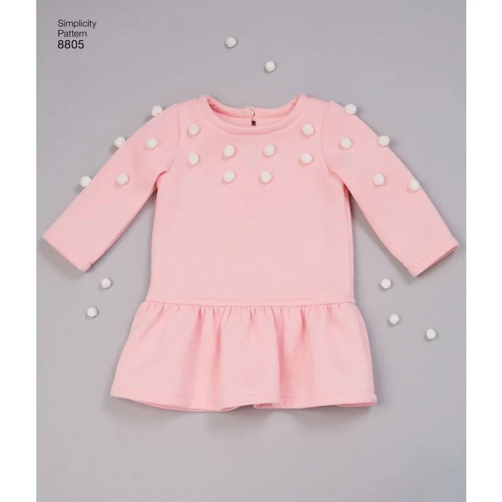 Simplicity Sewing Pattern 8805 Toddlers Dresses Purse Size 1/2-4‎