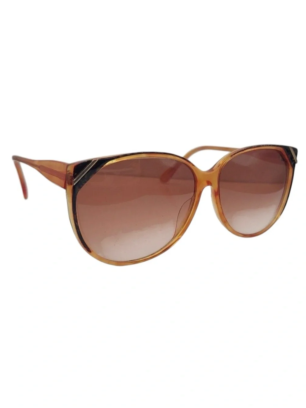 Vintage Oversized Sunglasses in Brown.  Oval Shaped Slight Cateye, by Sebastiano