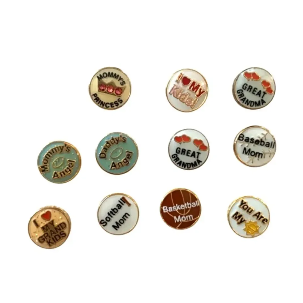 Lot of 60+ Pcs Round Floating Locket Crafting Charms Mom Dad Grandma Kids Love