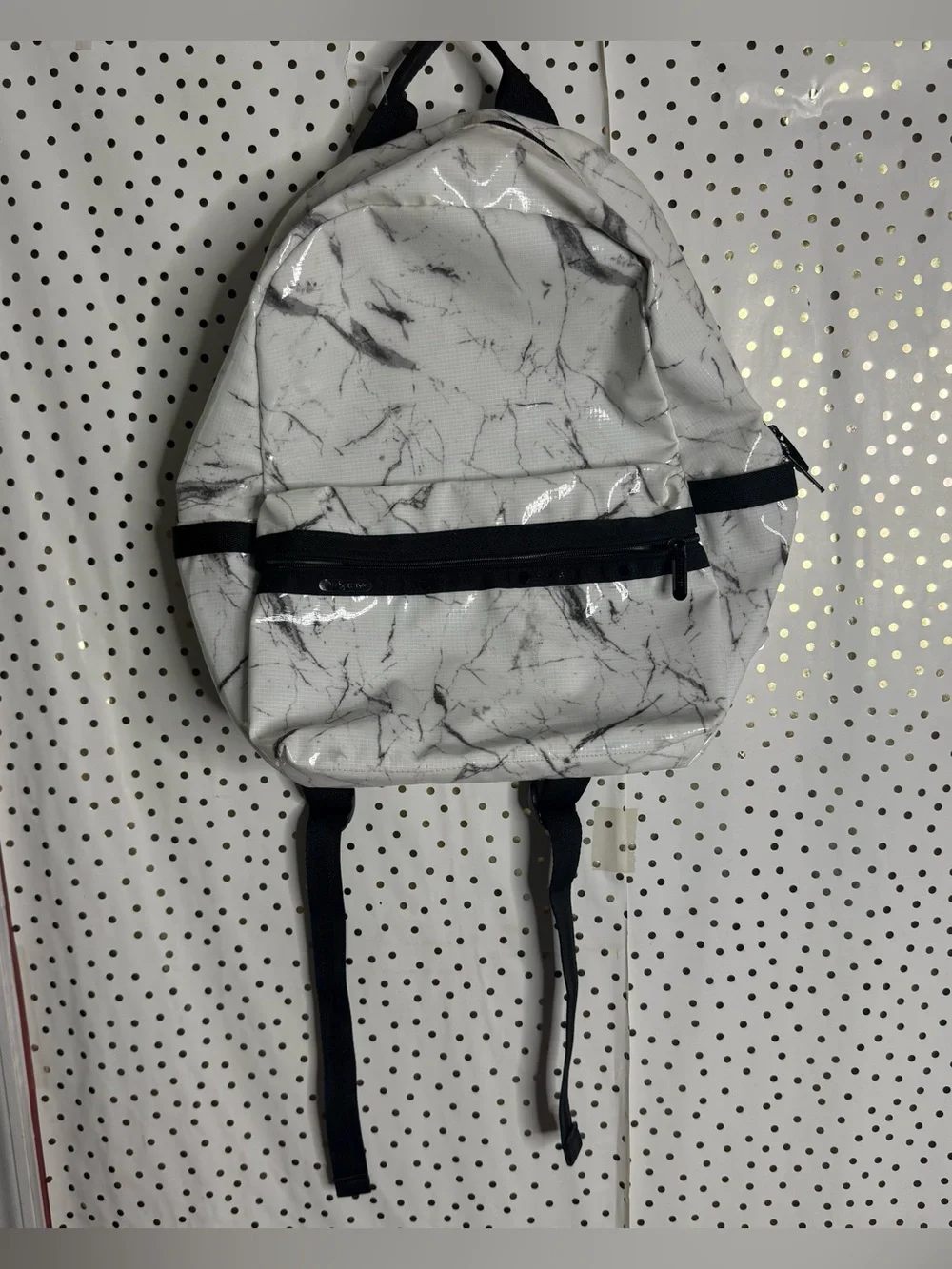 Lesportsac White Marble Print Backpack
