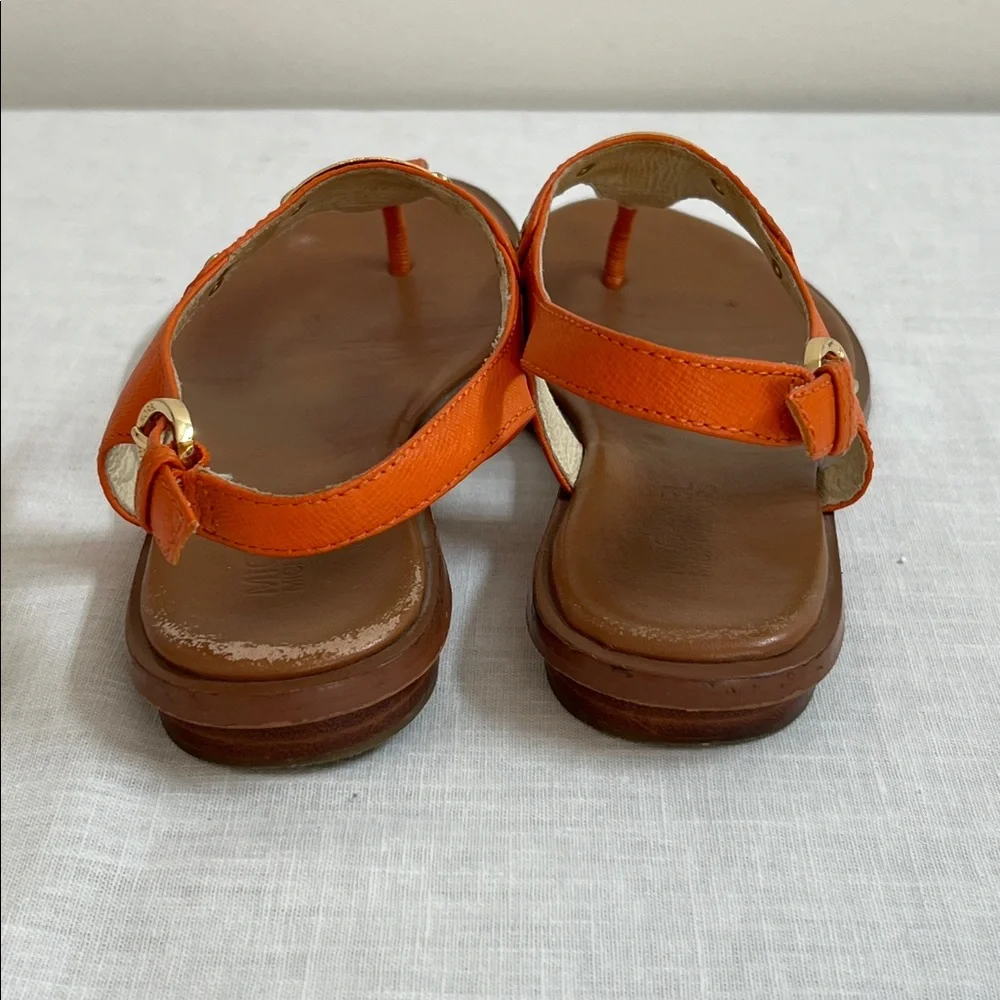 🌞 Michael Kors T-Strap Sandals in Tangerine with Gold Plate women 6.5