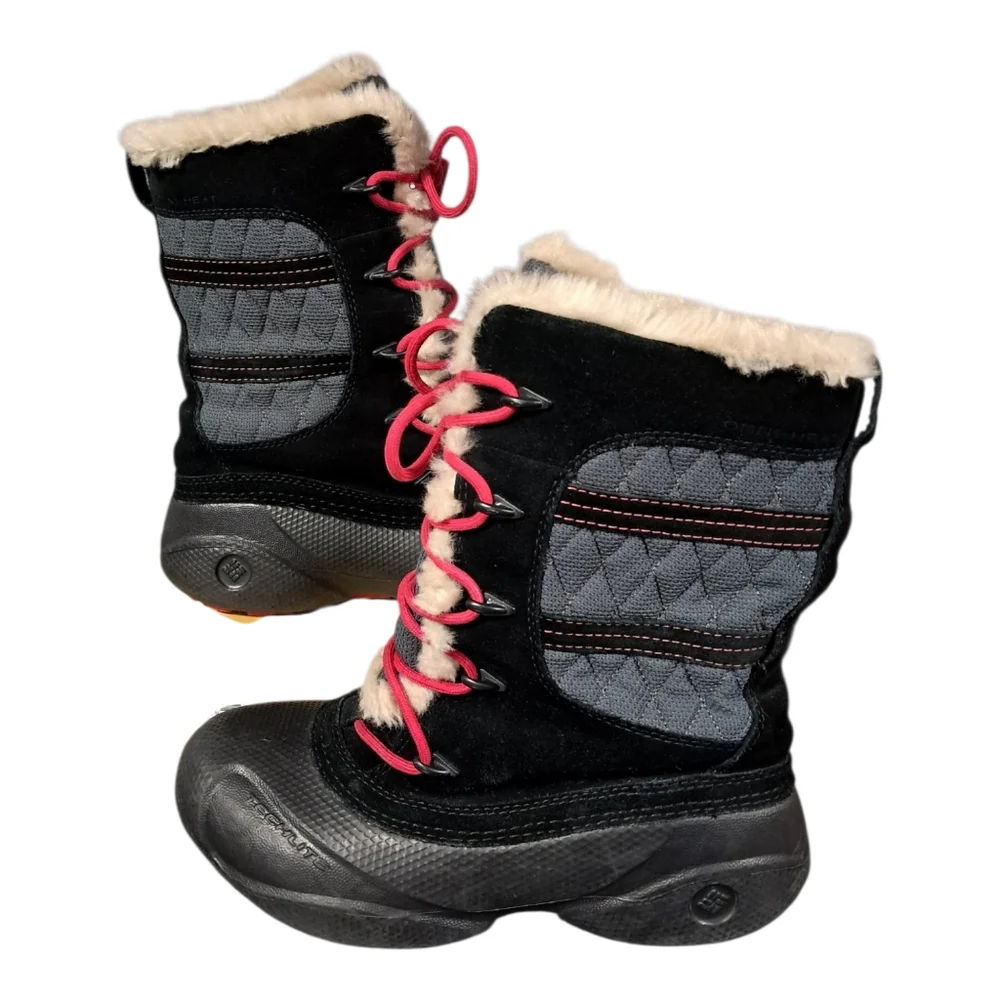 Columbia Kids Omni-Heat Waterproof Snow Boots Black Grey Pink Techlite Size 5