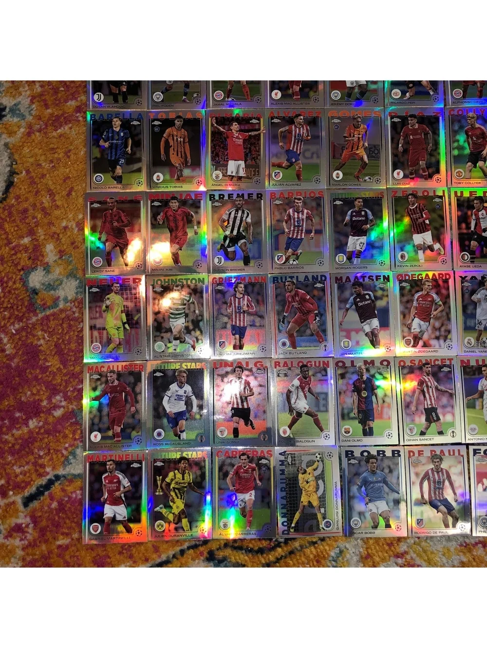 2024-25 TOPPS CHROME UEFA CLUB COMPETITIONS SOCCER REFRACTOR SET 100 CARD LOT