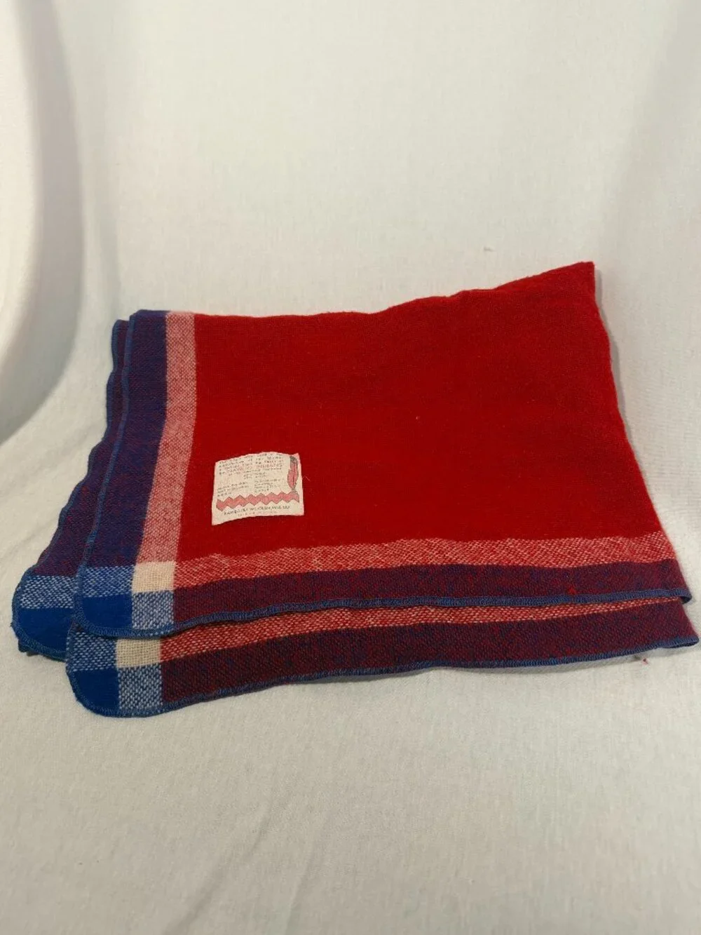 Faribault Woolen Mill Navajo Wool Blanket Set 2 Red Plaid Throw Vintage Stadium