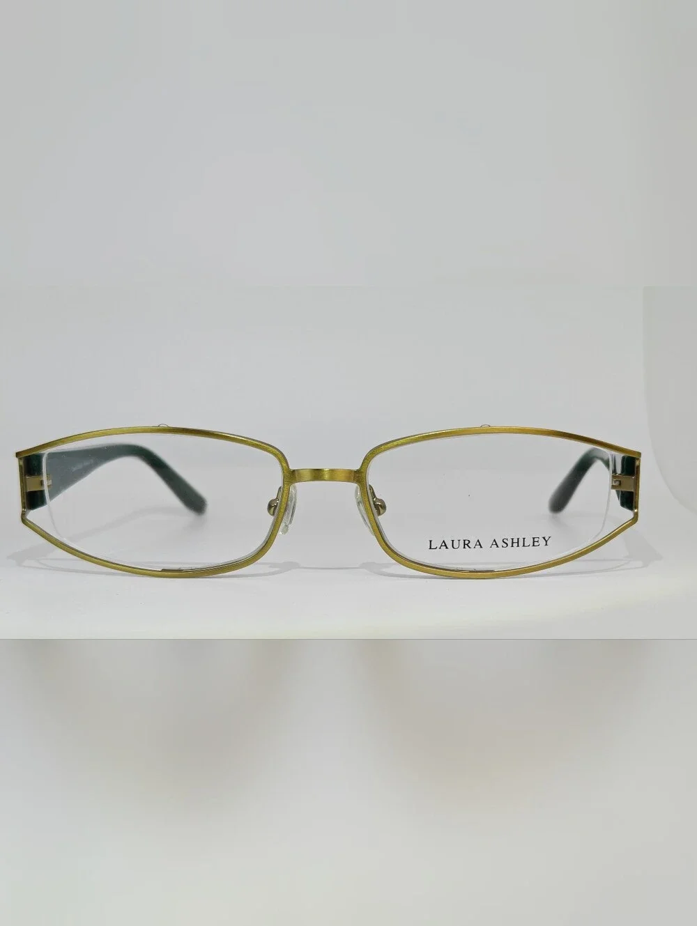 Laura Ashley. Helena. Gold Semi Rimless Metal Eyeglasses. Sage Loom.