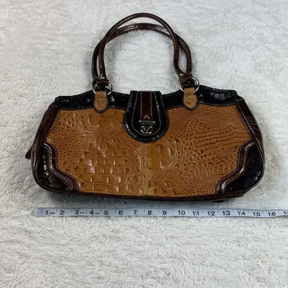 MC Marc Chantel Croco embossed large‎ faux leather satchel shoulder bag