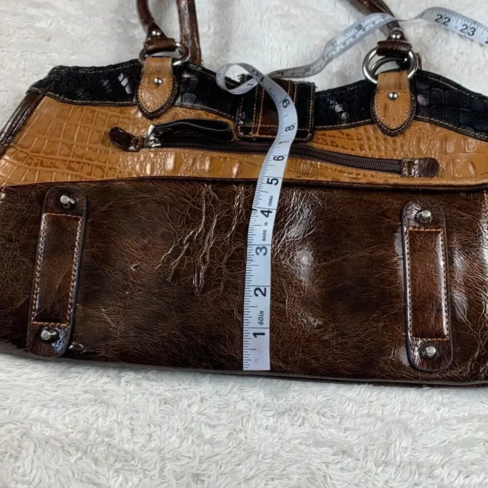 MC Marc Chantel Croco embossed large‎ faux leather satchel shoulder bag
