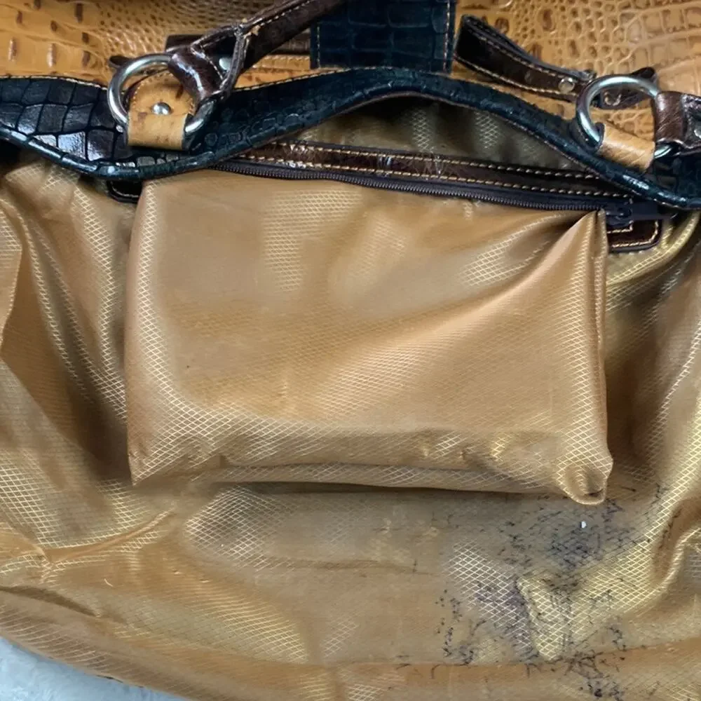 MC Marc Chantel Croco embossed large‎ faux leather satchel shoulder bag