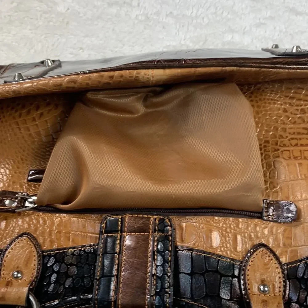 MC Marc Chantel Croco embossed large‎ faux leather satchel shoulder bag