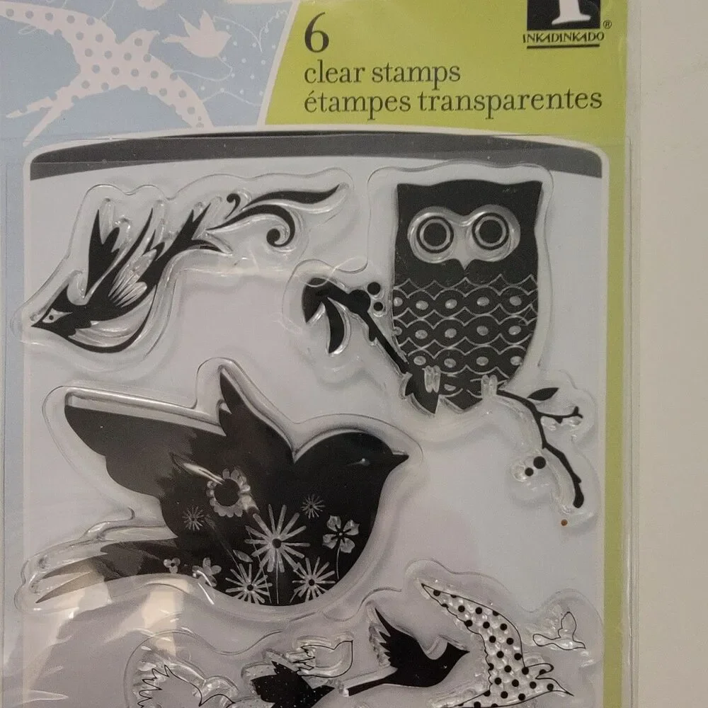 Inkadinkadoo BIRDS GALORE Clear Cling Stamps Set of 6 Stamps #97625 NEW