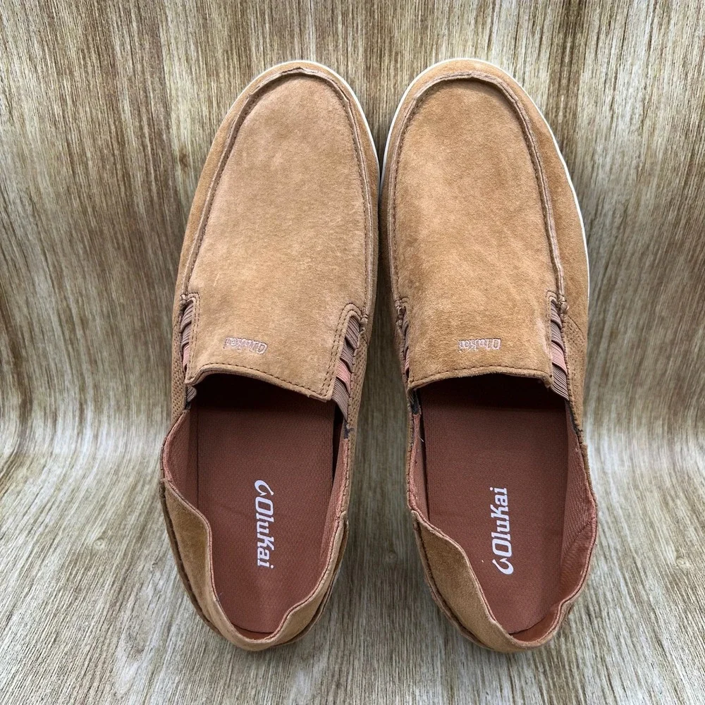 OluKai Pahono Slip On Men's Size 11 Brown Suede Perforated Loafers 10217-ARKH