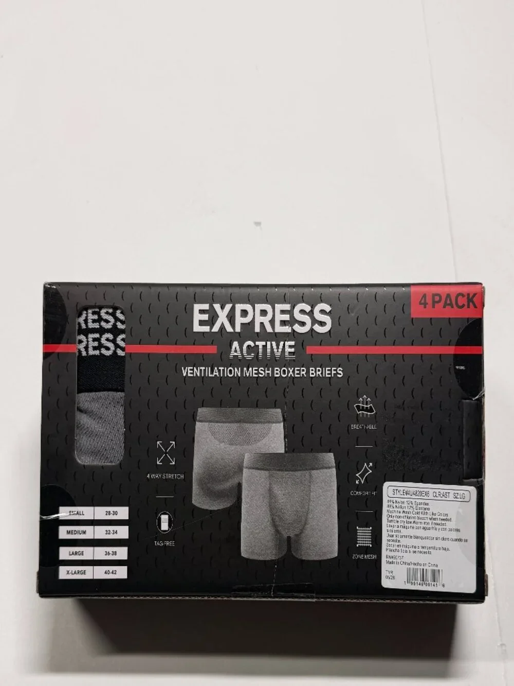 NWT Active Ventilation Mesh Boxer Briefs - Multi Colors - 4 Pack