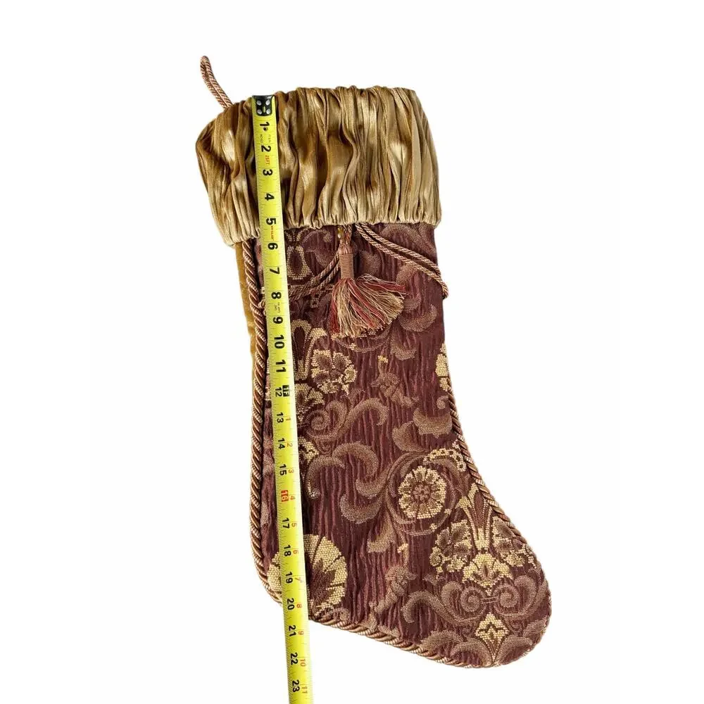 Villa Bacci Velvet Gold Quilted Paisley Patch Vintage Christmas Stocking