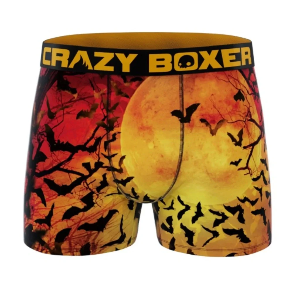 NWT CRAZYBOXER Men’s Halloween Boxer Briefs Bats Pumpkin Jack-o’-lantern Print L