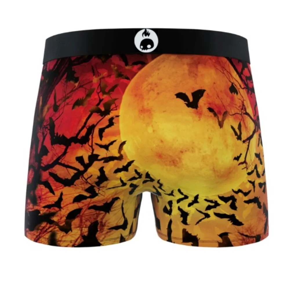 NWT CRAZYBOXER Men’s Halloween Boxer Briefs Bats Pumpkin Jack-o’-lantern Print L