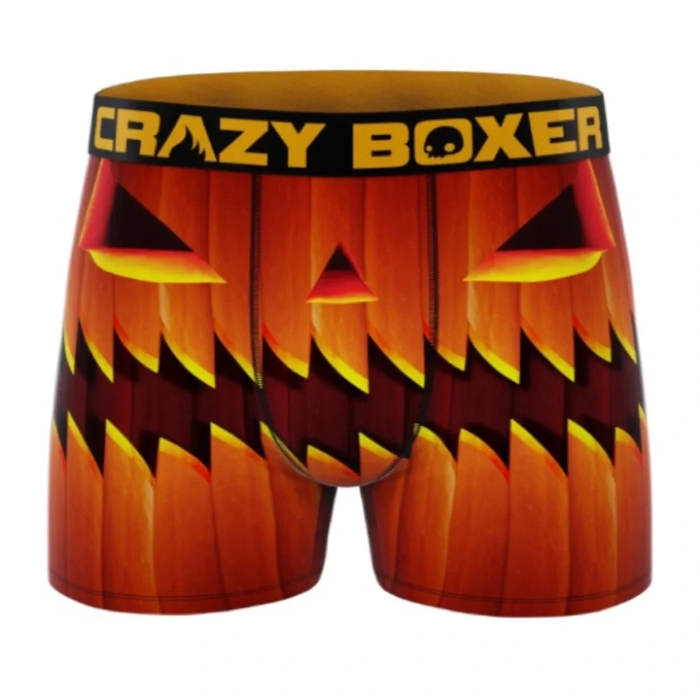 NWT CRAZYBOXER Men’s Halloween Boxer Briefs Bats Pumpkin Jack-o’-lantern Print L