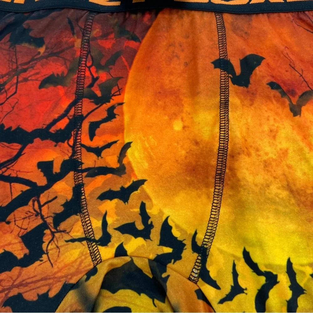 NWT CRAZYBOXER Men’s Halloween Boxer Briefs Bats Pumpkin Jack-o’-lantern Print L